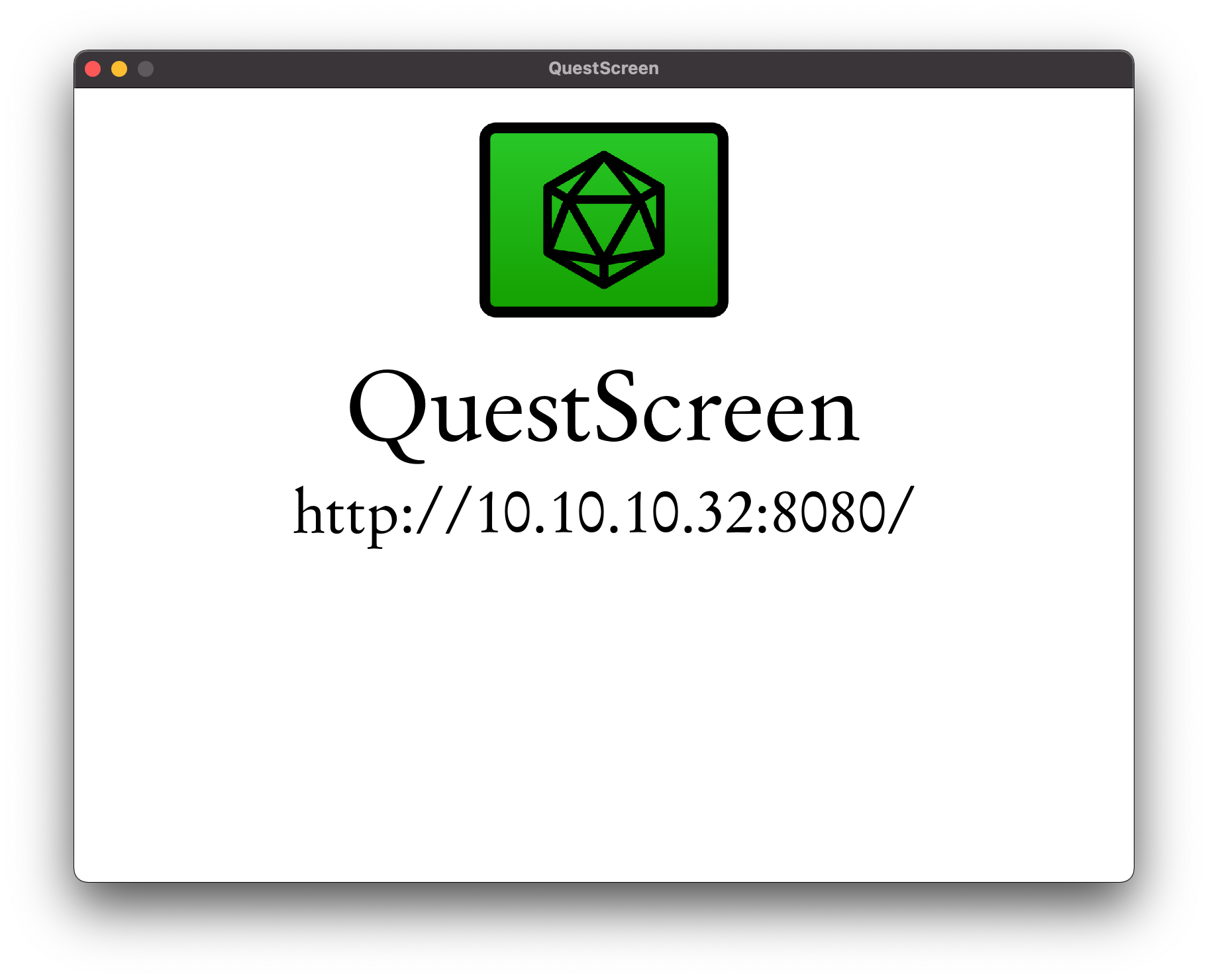 QuestScreen start screen